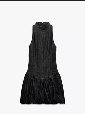 Zara Black Sleeveless High-Neck Mini Dress